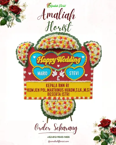 Karangan Papan Bunga Pernikahan di Pecabean